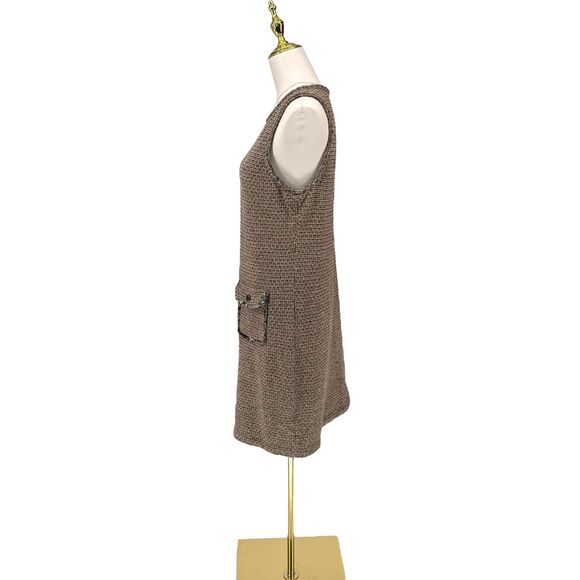 J. Jill Sleeveless Tweed Dress Small PETITE Boucle Shift Career Fringe Pockets - Picture 10 of 16